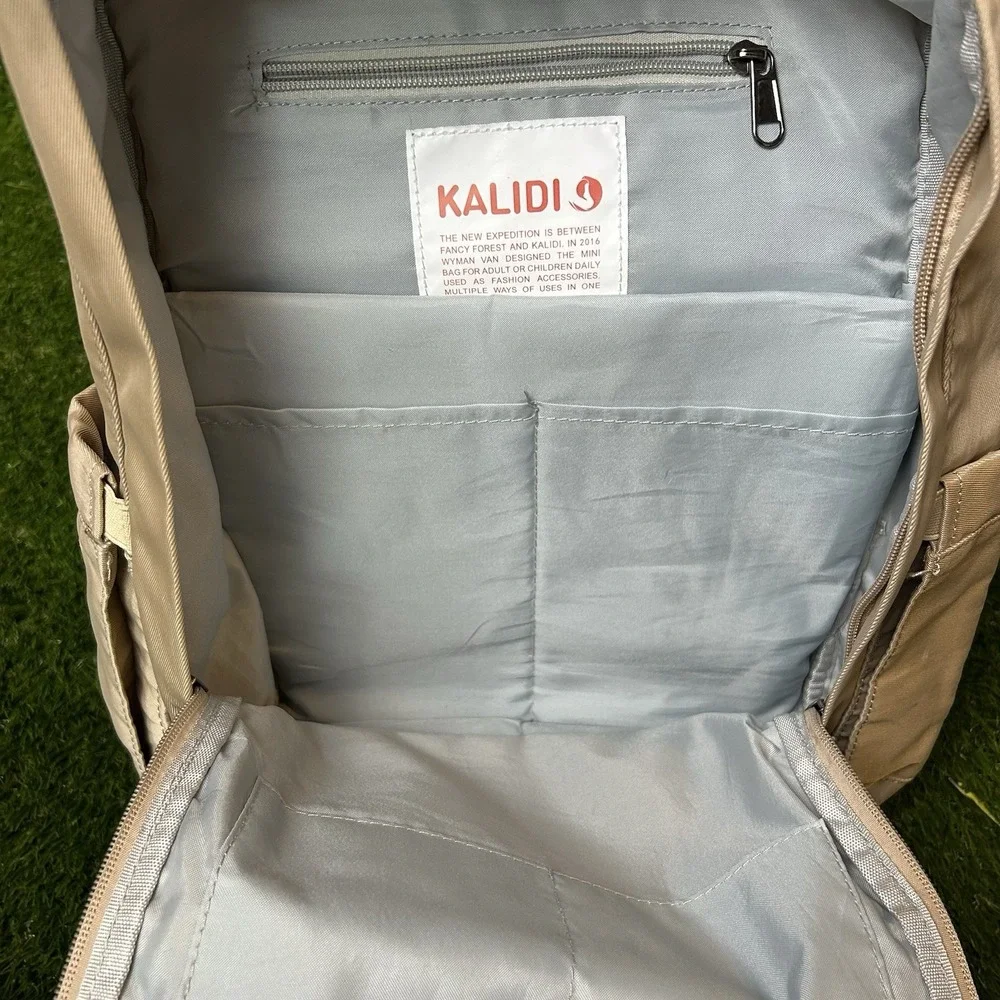 Kalidi Fancy Forest Backpack Tan Beige School Travel‎ Bag Square Bookbag